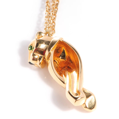 Cartier 18k Yellow Gold Tsavorite Onyx Panthere de Necklace 6 of 9
