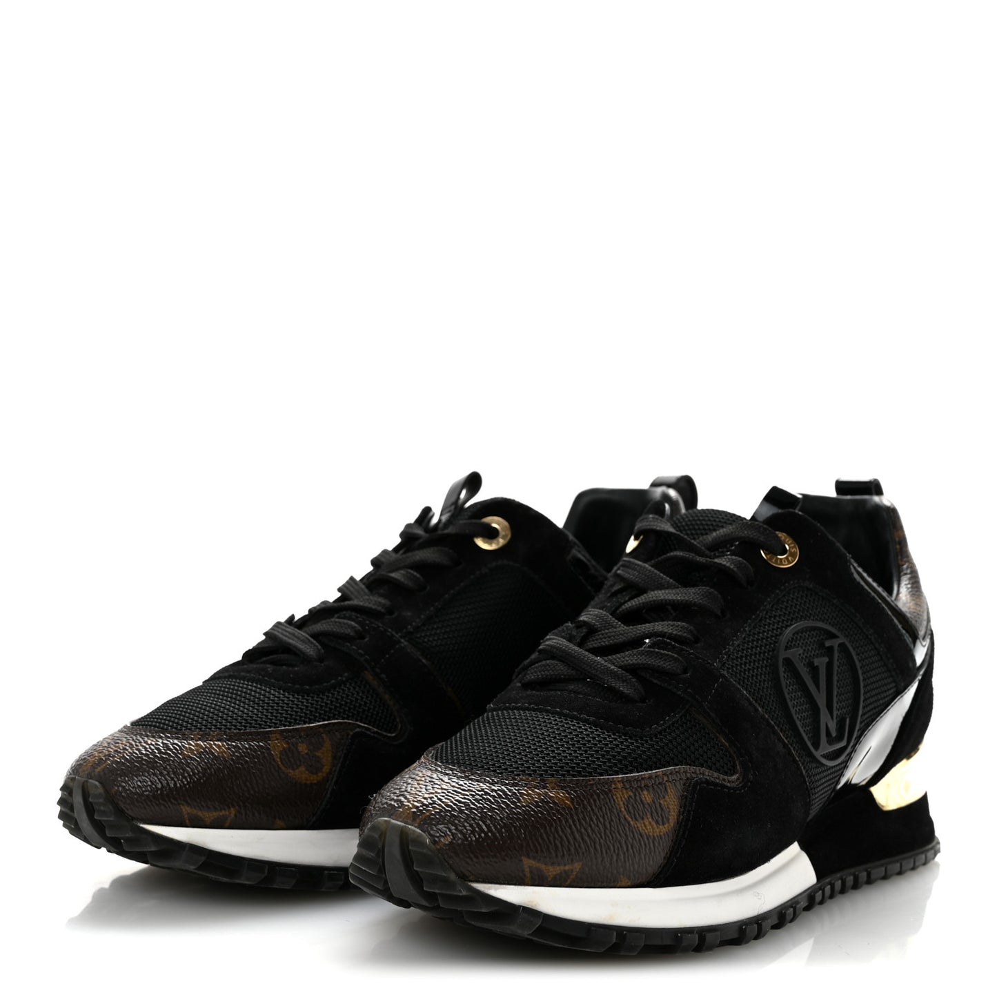 Suede Calfskin Recycled Monogram Nylon Run Away Sneakers 38 Black
