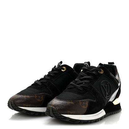 Louis Vuitton Suede Calfskin Recycled Monogram Nylon Run Away Sneakers 38 Black 4 of 10