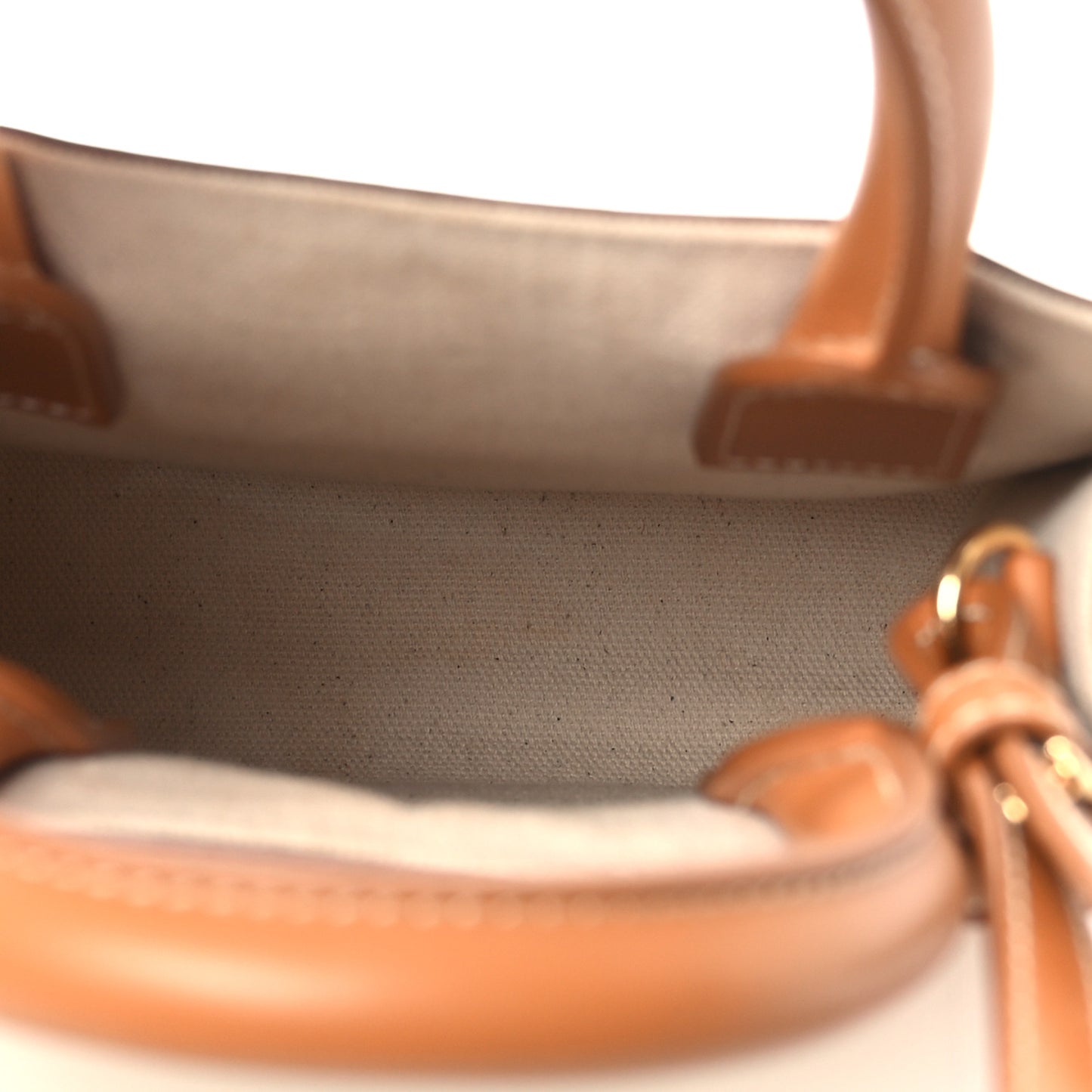 Canvas Calfskin Mini Vertical Cabas Natural Tan