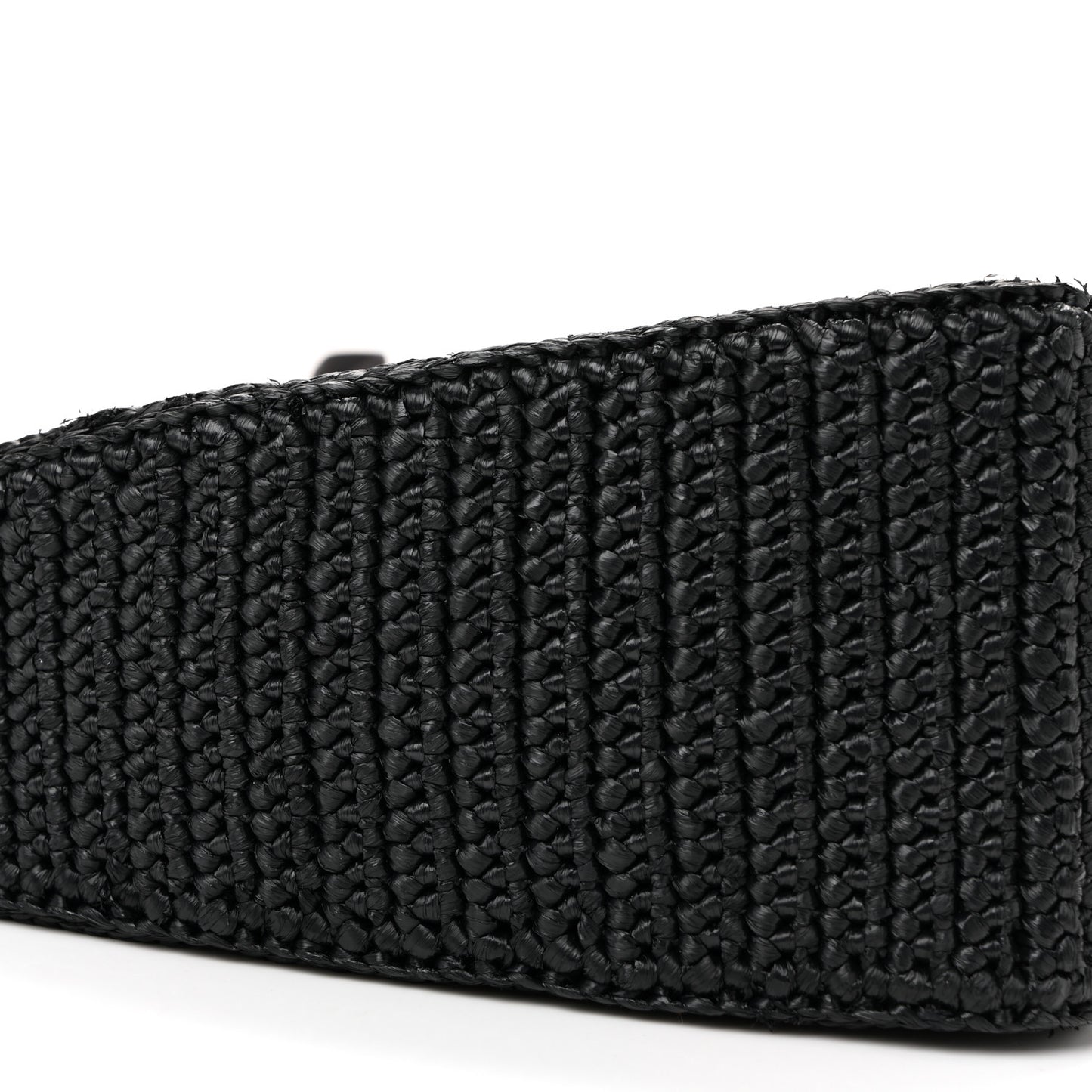 Yarn Raffia Effect Crochet Triangle Shoulder Bag Black