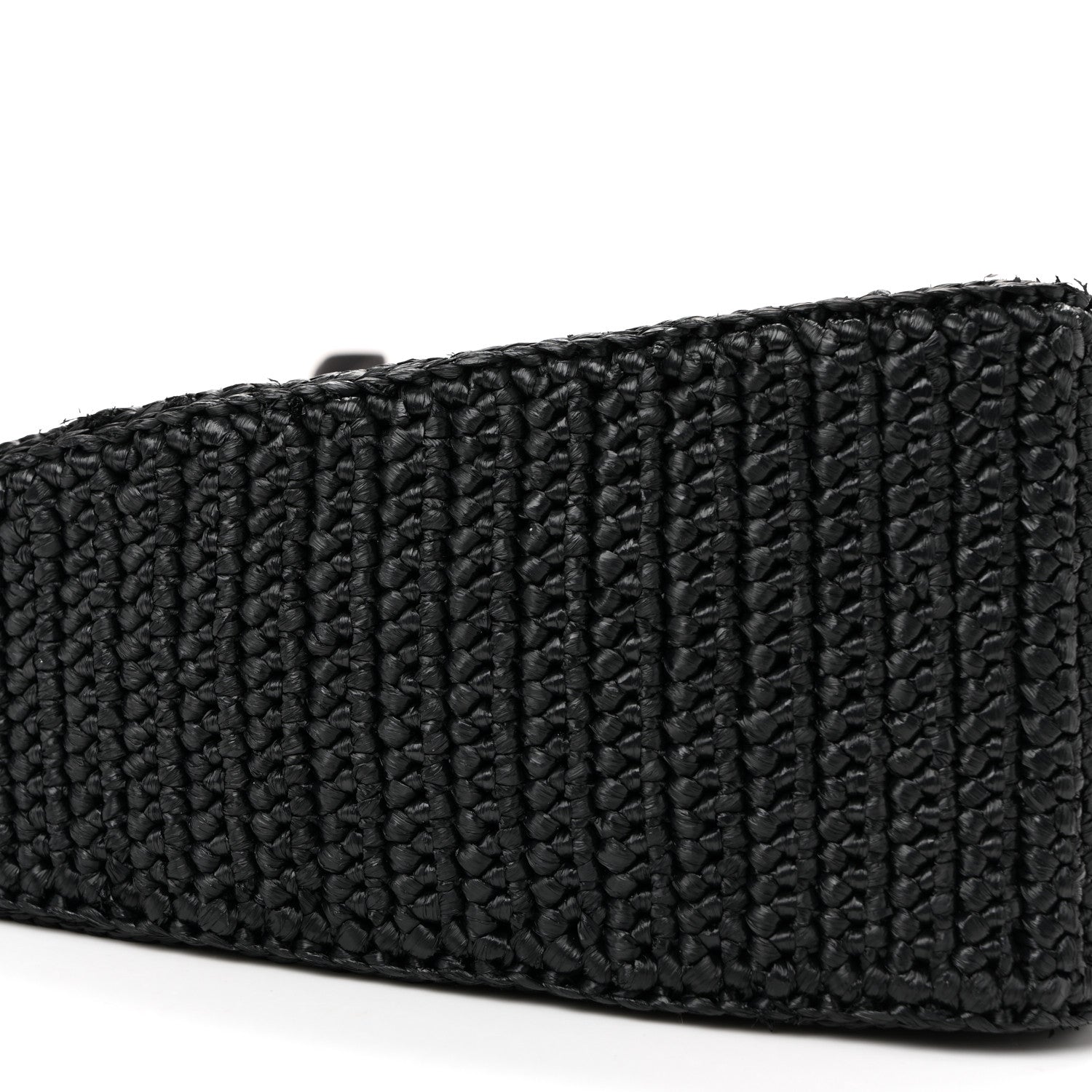Prada Yarn Raffia Effect Crochet Triangle Shoulder Bag Black 10 of 12