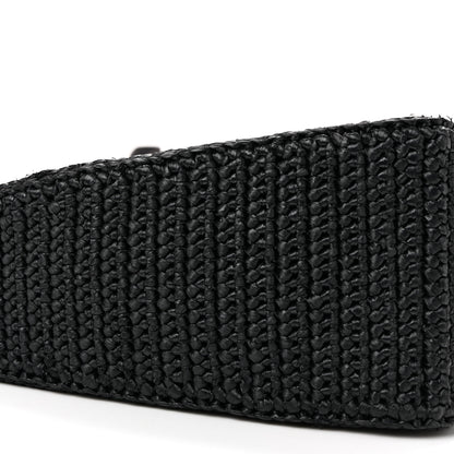 Prada Yarn Raffia Effect Crochet Triangle Shoulder Bag Black 10 of 12