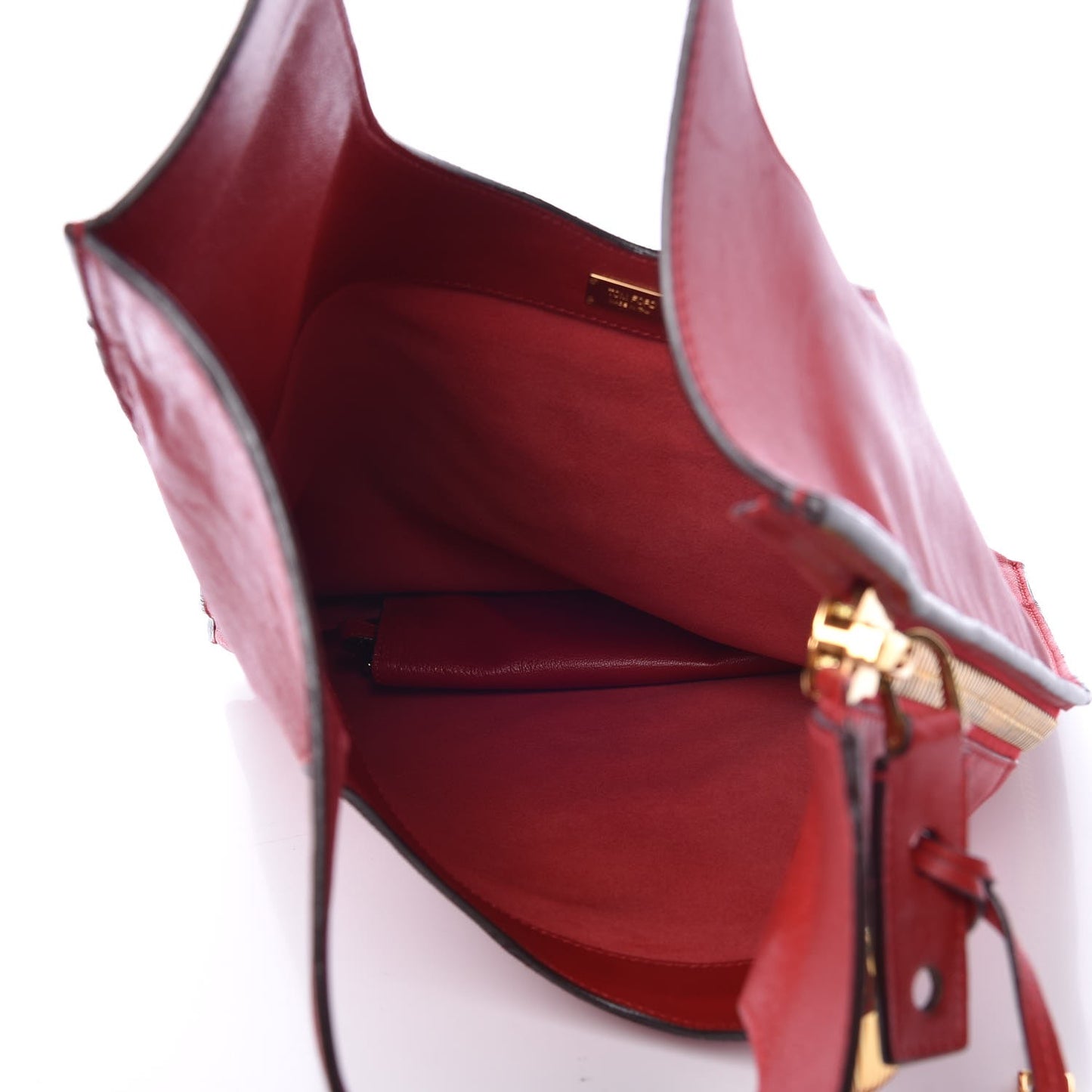 Ramskin Large Alix Padlock Zip Shoulder Bag Flame Red