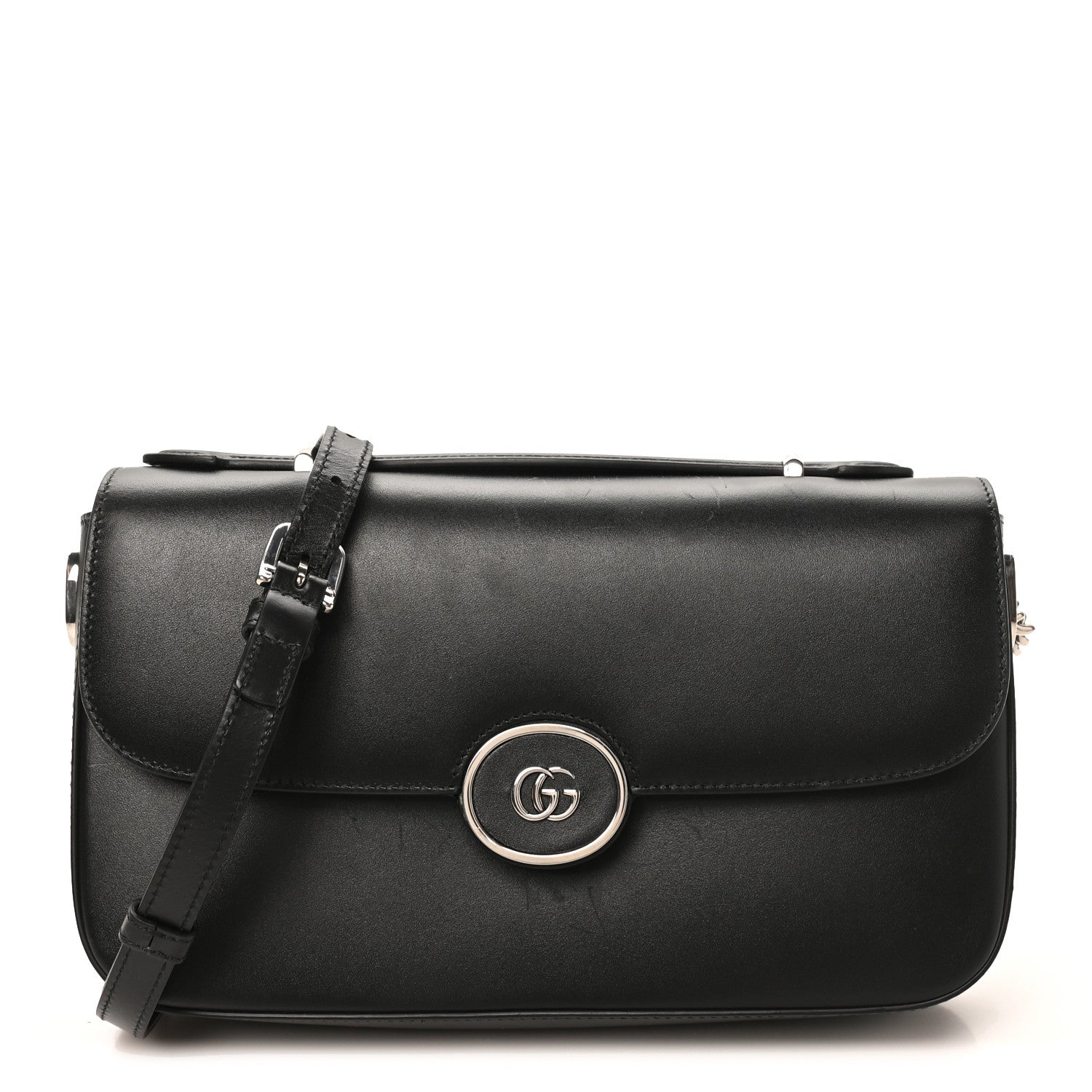 Gucci Senna Calfskin Petite GG Top Handle Shoulder Bag Black 1 of 11