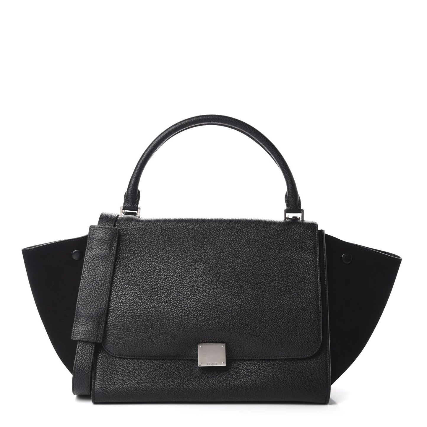Drummed Calfskin Suede Medium Trapeze Black