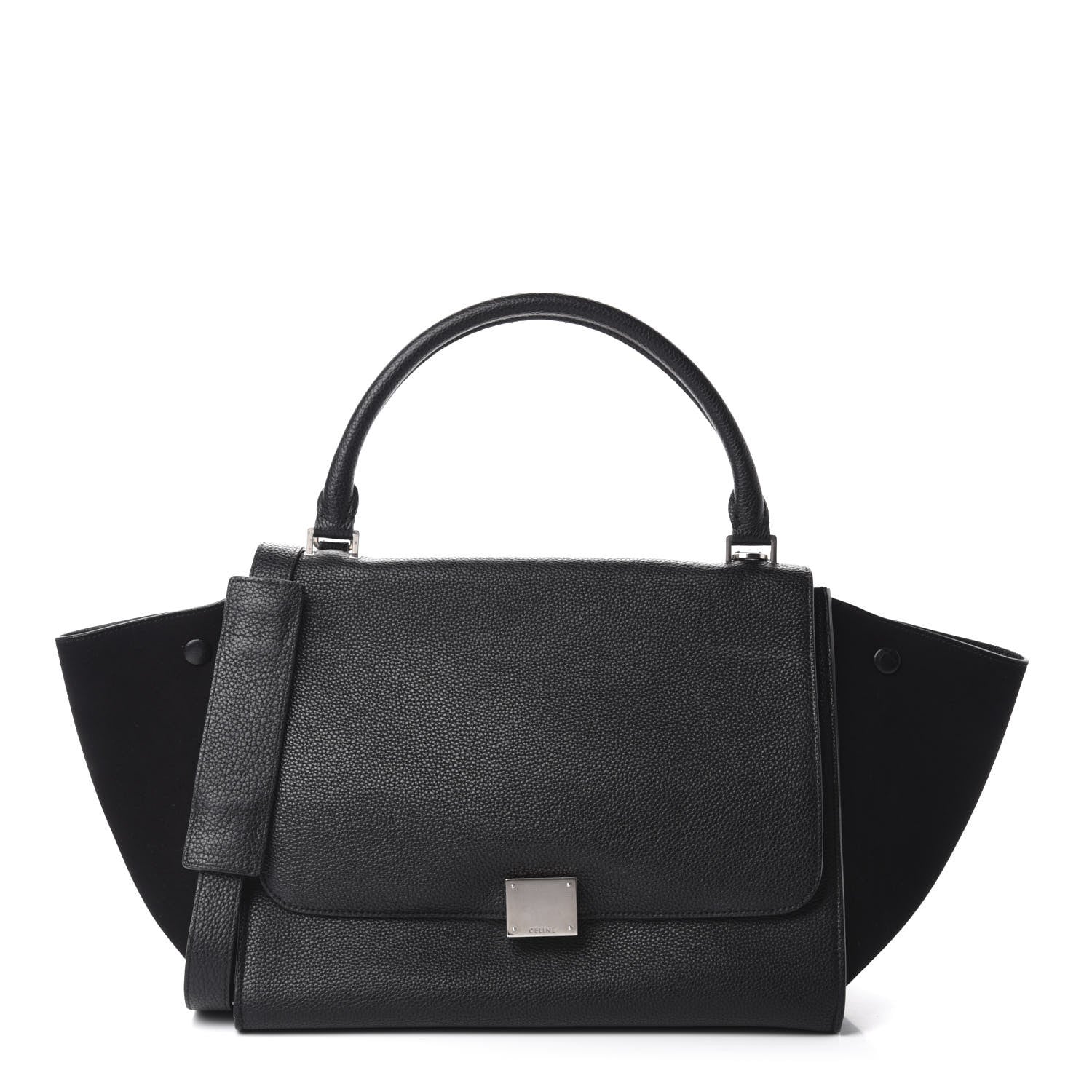 Celine Drummed Calfskin Suede Medium Trapeze Black 1 of 11
