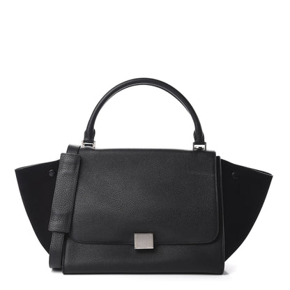 Celine Drummed Calfskin Suede Medium Trapeze Black 1 of 11