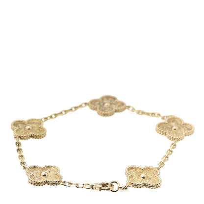 Van Cleef & Arpels 18K Yellow Gold 5 Motifs Vintage Alhambra Bracelet 3 of 7