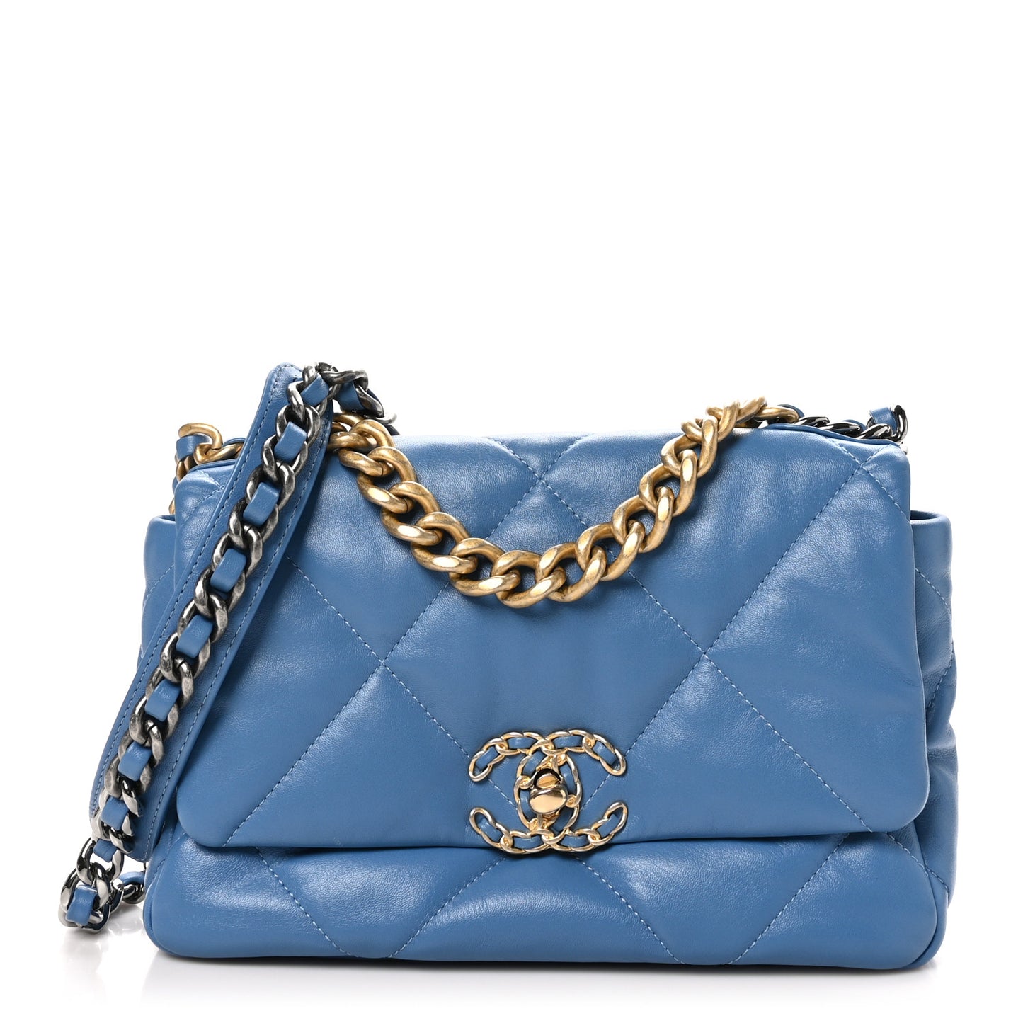 Lambskin Quilted Medium Chanel 19 Flap Blue