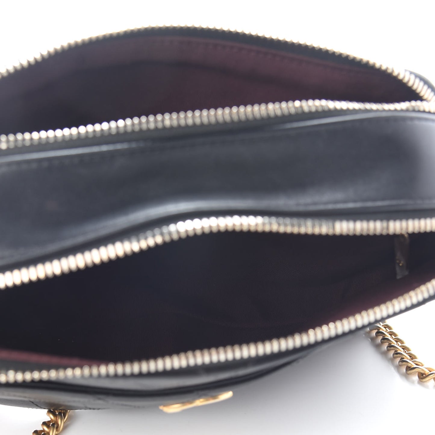 Calfskin Grosgrain Stitched Button Up Camera Case Black