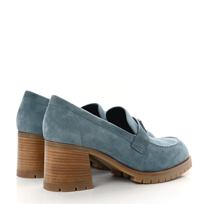 Hermes Suede Goatskin Womens Foch 60 Pump 39 Bleu Pinede 4 of 9