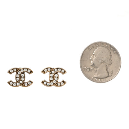 Chanel Metal Crystal CC Earrings Gold 2 of 4