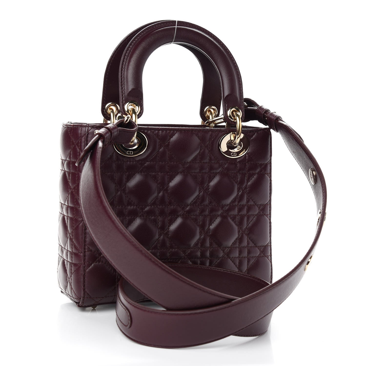 Christian Dior Lambskin Cannage Small Lucky Badges My Lady Dior Burgundy 3 of 8