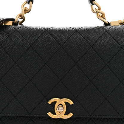 Chanel Caviar Diamond Stitched Small Top Handle Flap Black 8 of 11