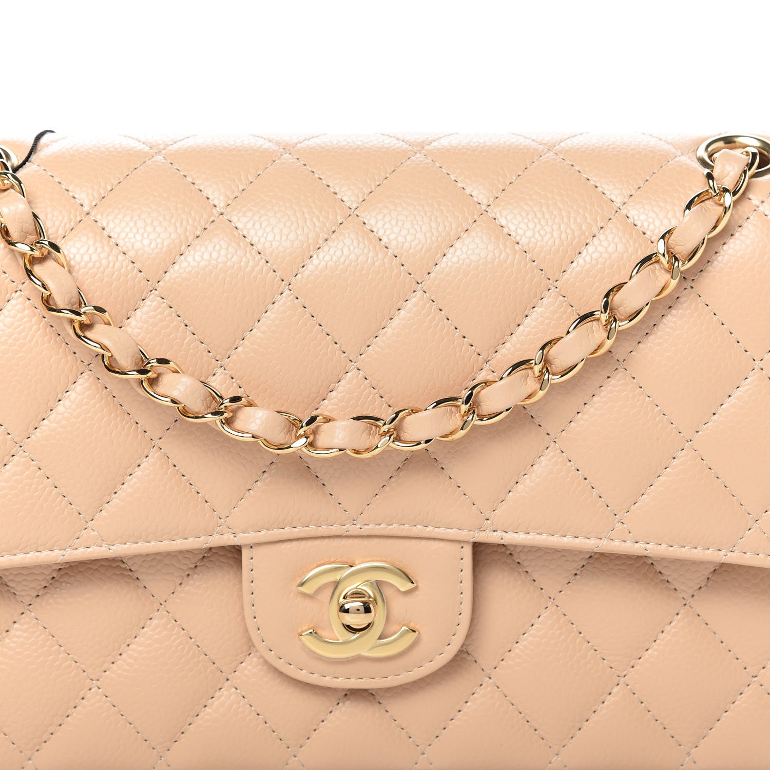 Chanel Caviar Quilted Medium Double Flap Beige 11 of 12