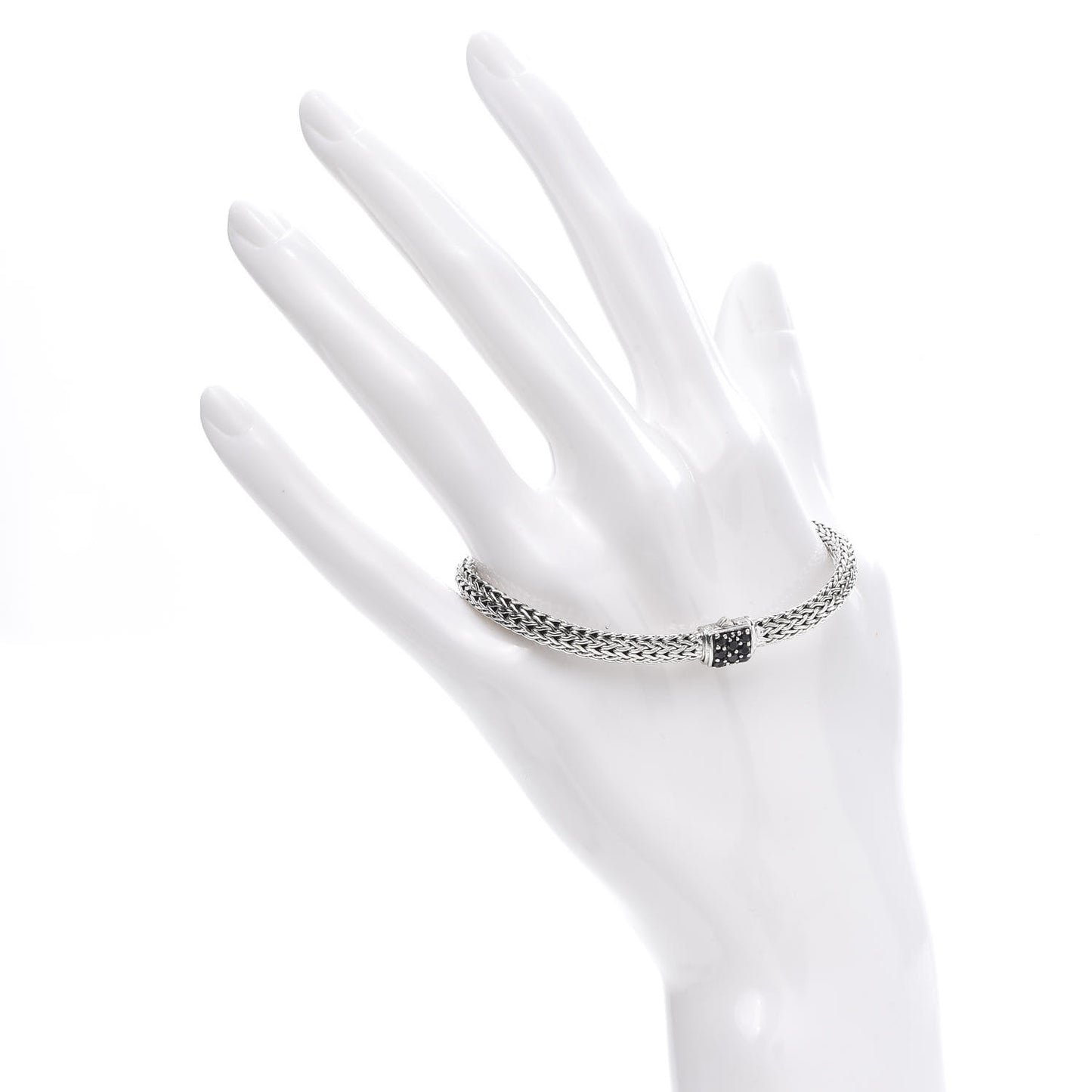Sterling Silver Black Sapphire 6.5mm Classic Chain Bracelet