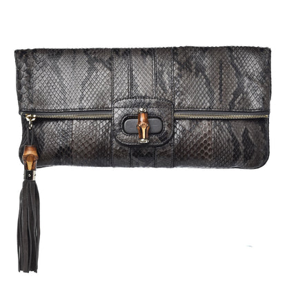 Gucci Python Lucy Folded Clutch Black Grey 1 of 9