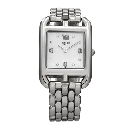 Hermes Stainless Steel Diamond Mother of Pearl 23mm Cape Cod Quartz Watch 1 of 5