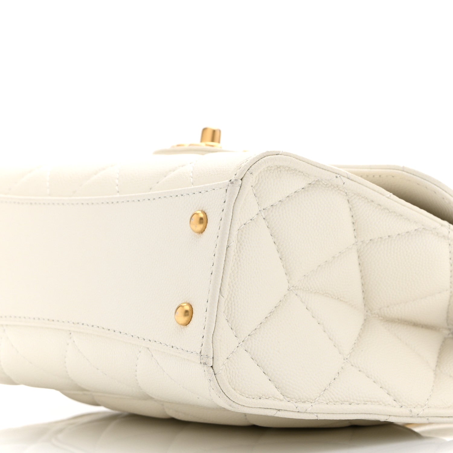 Chanel Shiny Caviar Quilted Small Top Handle Flap White 10 of 10