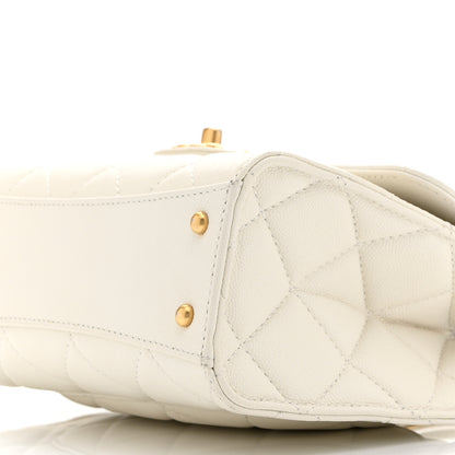 Chanel Shiny Caviar Quilted Small Top Handle Flap White 10 of 10