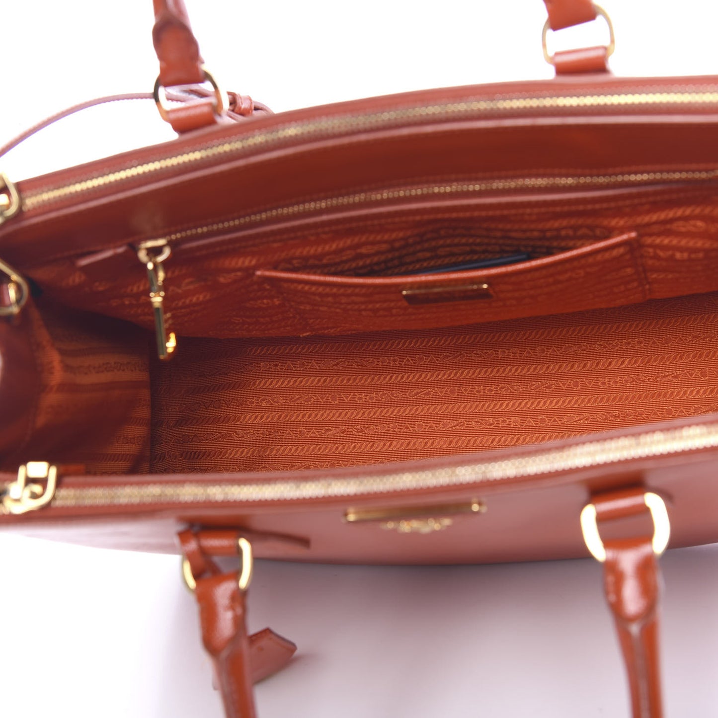 Saffiano Vernice Medium Galleria Double Zip Tote Papaya