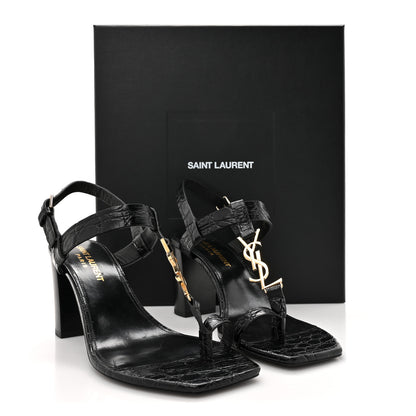 Saint Laurent Calfskin Fake Cocco Cassandra 75 Sandals 36 Black 10 of 10
