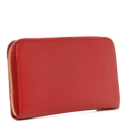 Prada Saffiano Metal Zip Around Wallet Fuoco 3 of 14