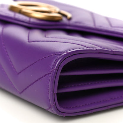 Gucci Calfskin Matelasse GG Marmont Chain Wallet Shine Purple 9 of 12