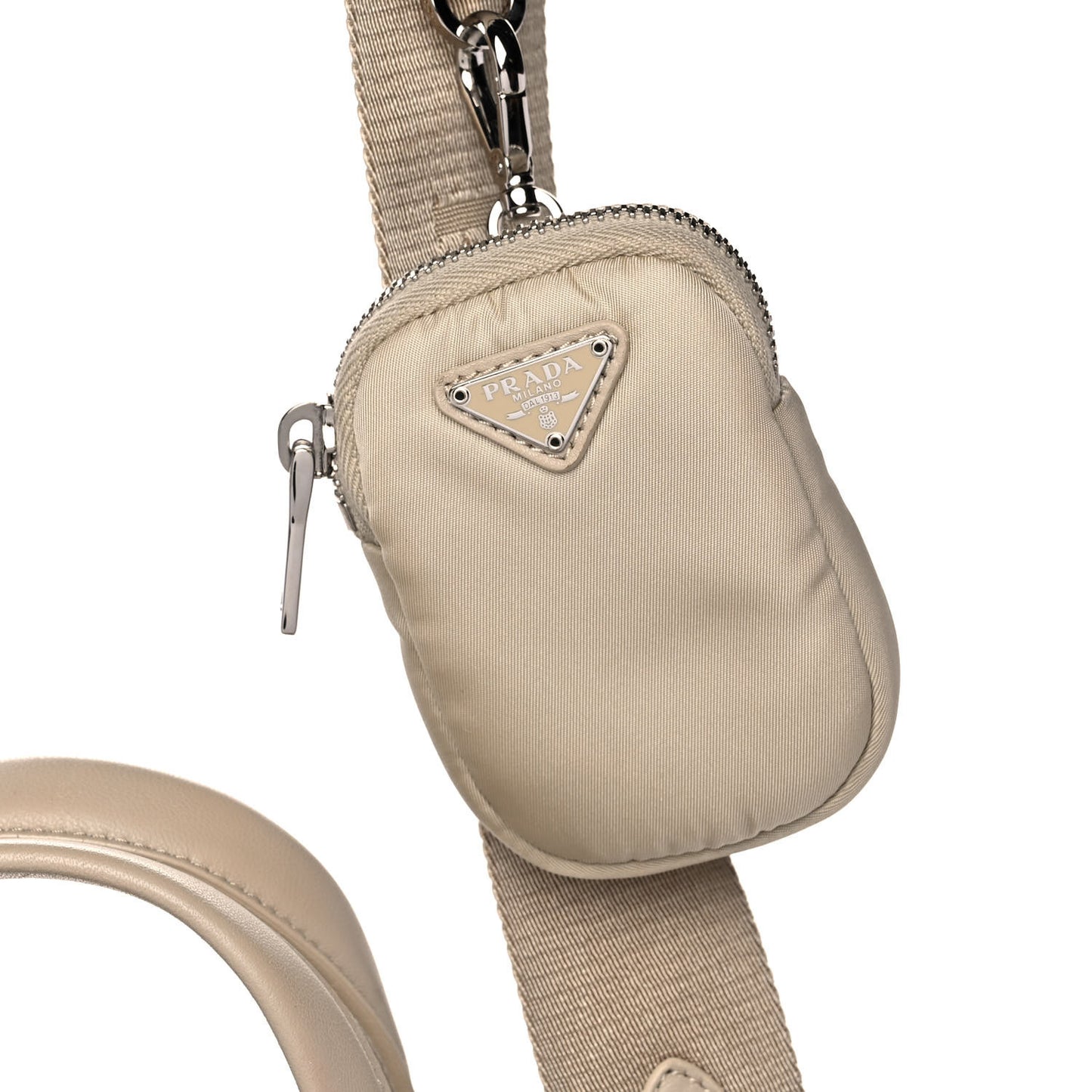 Re-Nylon Nappa Triangle Quilted Padded Double Handled Zip Pocket Tote Deserto