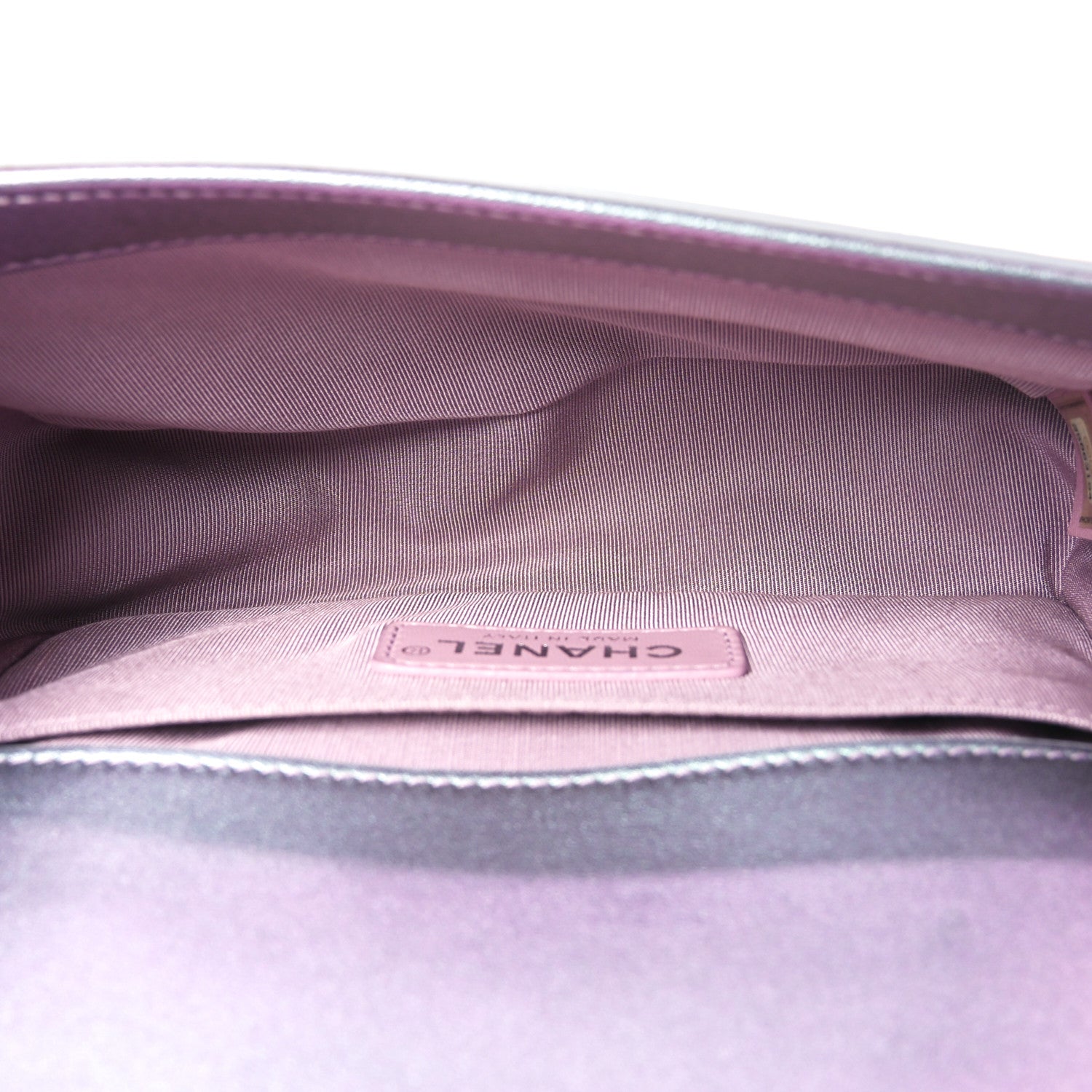 Chanel Iridescent Patent Calfskin PVC Quilted Small Boy Flap Light Purple 5 of 10