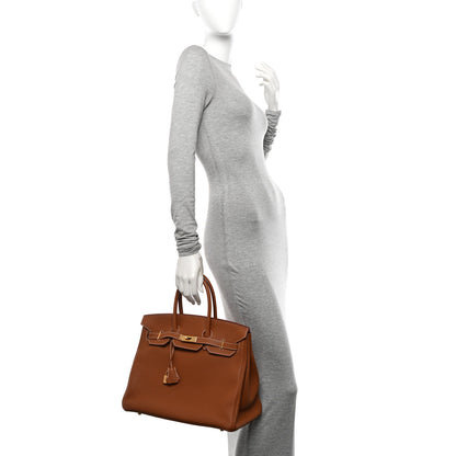 Hermes Togo Verso Birkin 35 Gold Geranium 3 of 13