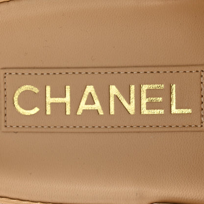 Chanel Lambskin Quilted Velcro Dad Chain CC Slide Sandals 37 Beige 6 of 9