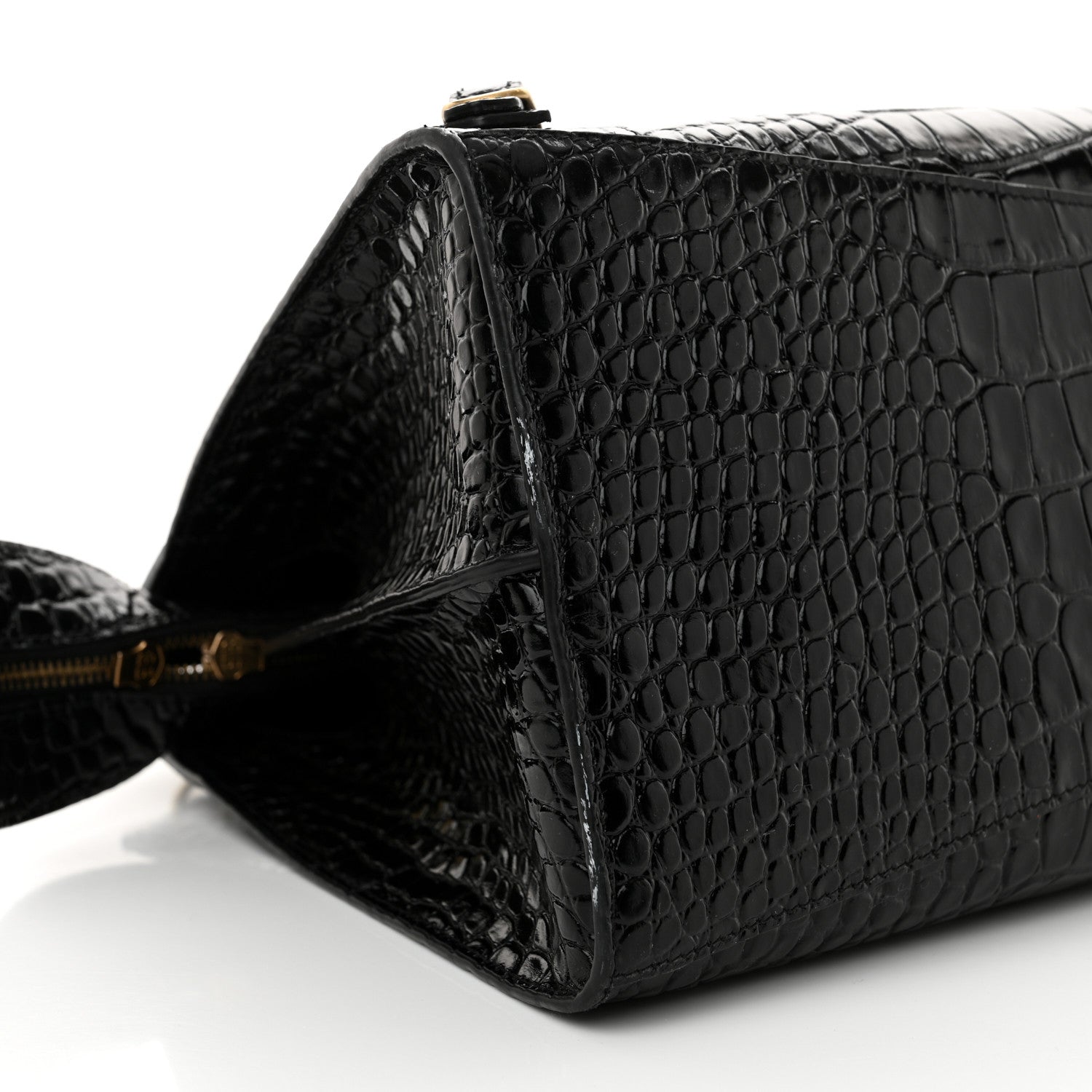 Balenciaga Shiny Supple Calfskin Crocodile Embossed Brass Hardware Neo Classic City Black 8 of 13