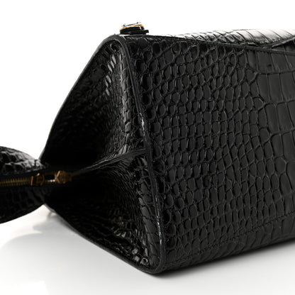 Balenciaga Shiny Supple Calfskin Crocodile Embossed Brass Hardware Neo Classic City Black 8 of 13