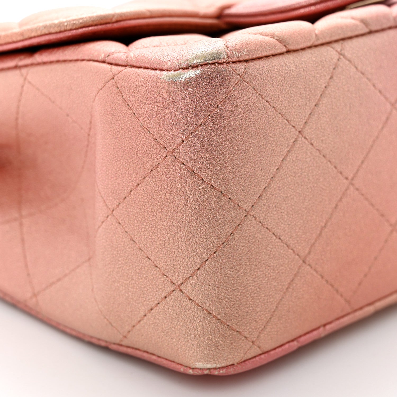 Chanel Metallic Lambskin Quilted Ombre Mini Square Flap Pink 9 of 11