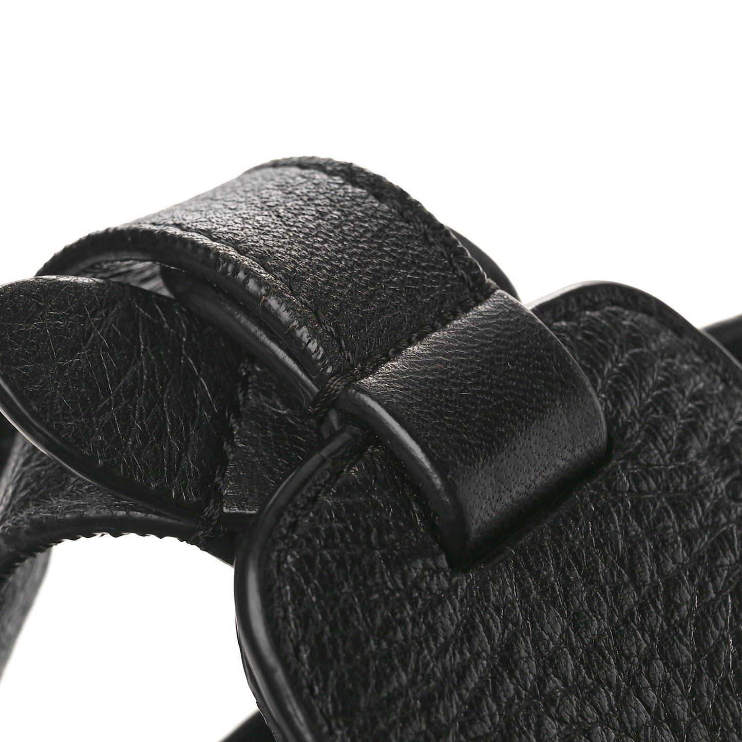 Grained Calfskin Drawstring Bucket Bag Black