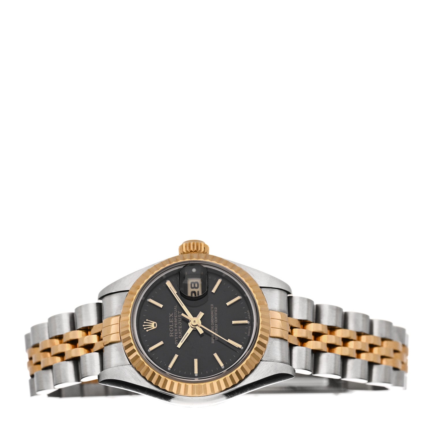 Rolex Stainless Steel 18K Yellow Gold 26mm Oyster Perpetual Datejust Watch Black 79173 2 of 5