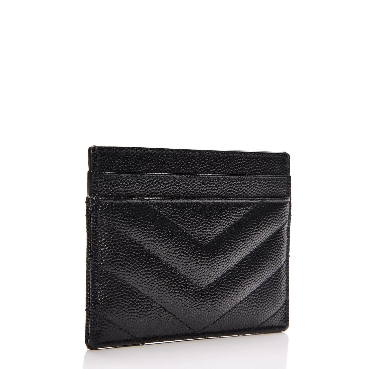 Grain De Poudre Matelasse Chevron Monogram Credit Card Case Black