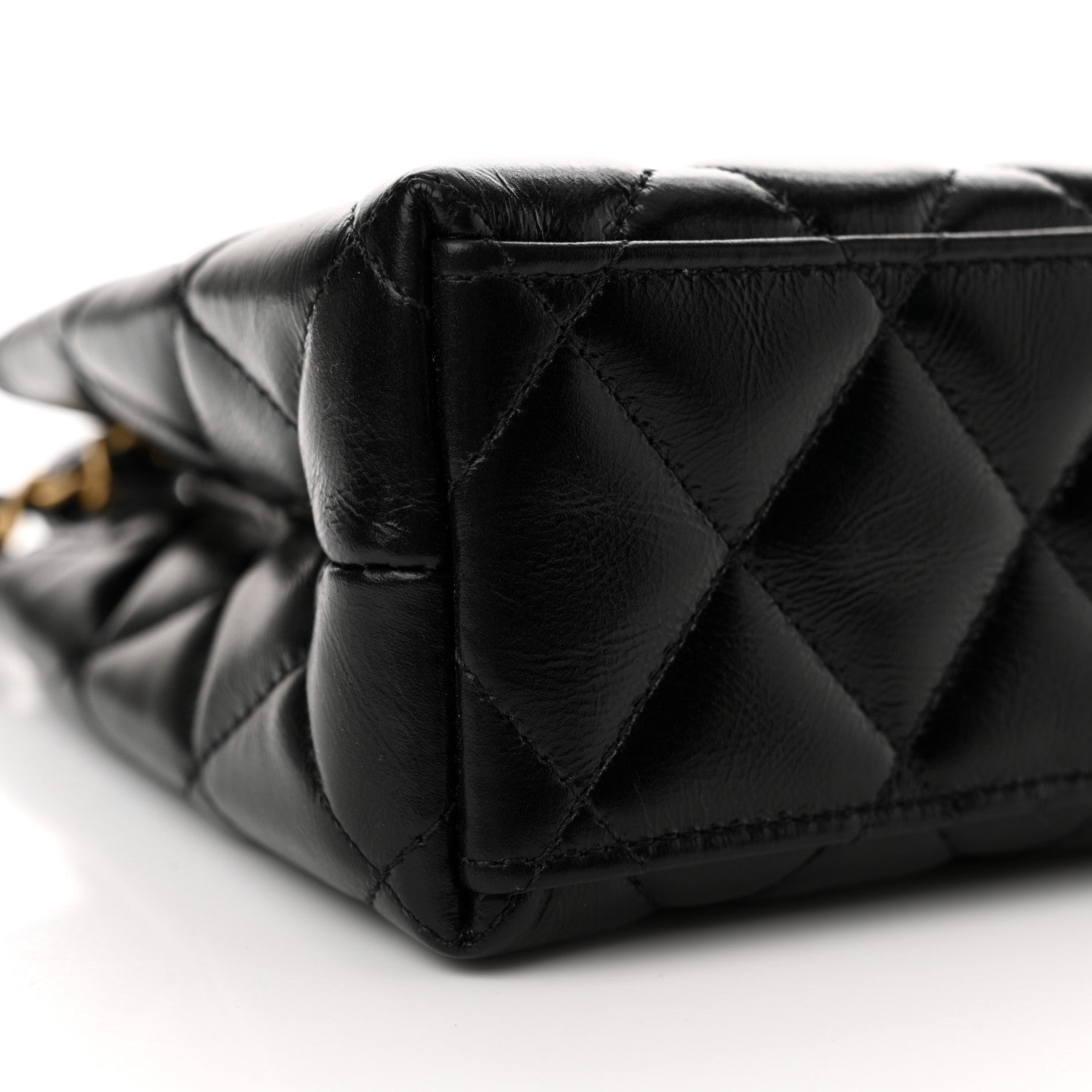 Chanel Shiny Aged Calfskin Quilted Nano Kelly Shopper Black 9 of 12