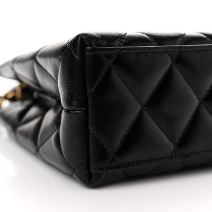 Chanel Shiny Aged Calfskin Quilted Nano Kelly Shopper Black 9 of 12