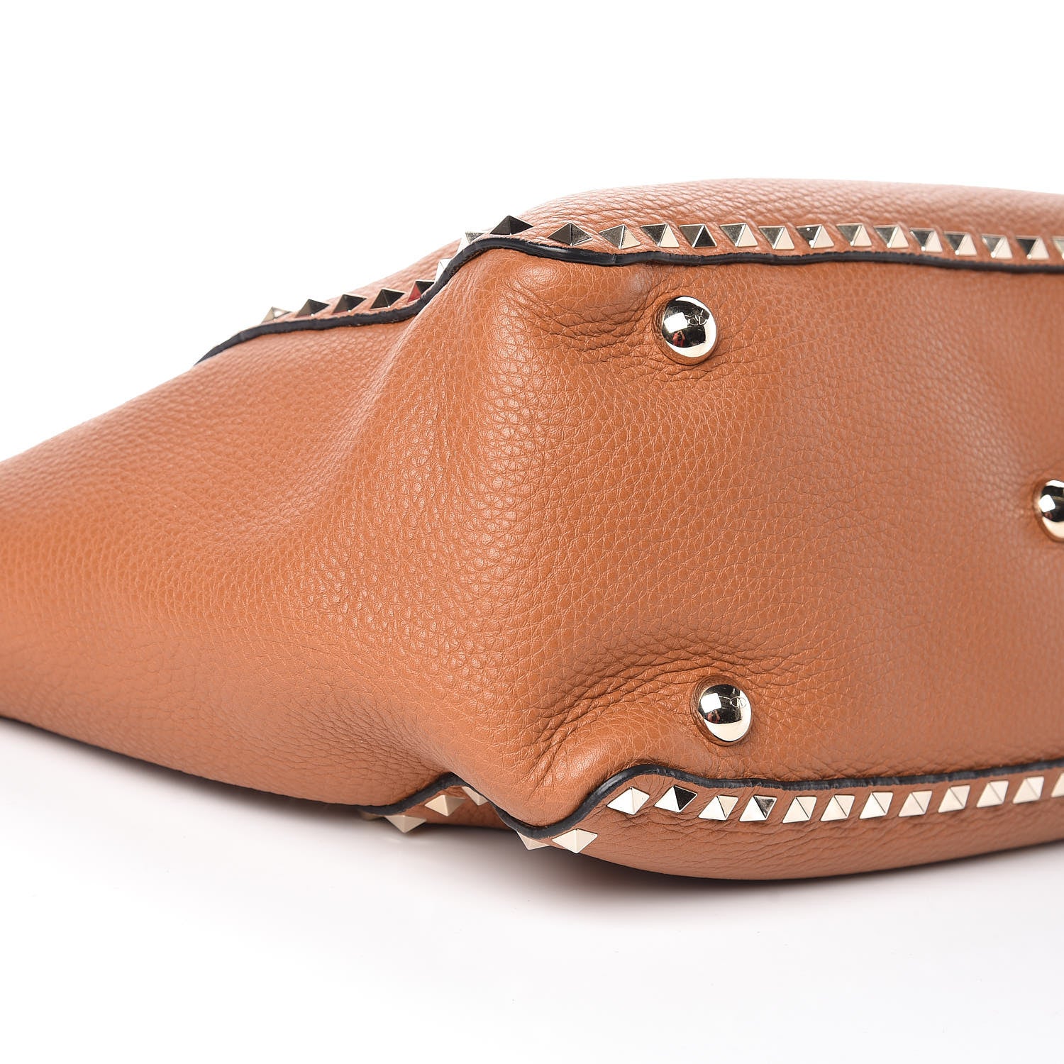 Valentino Garavani Pebbled Calfskin Medium Rockstud Tote Light Cuir 9 of 10
