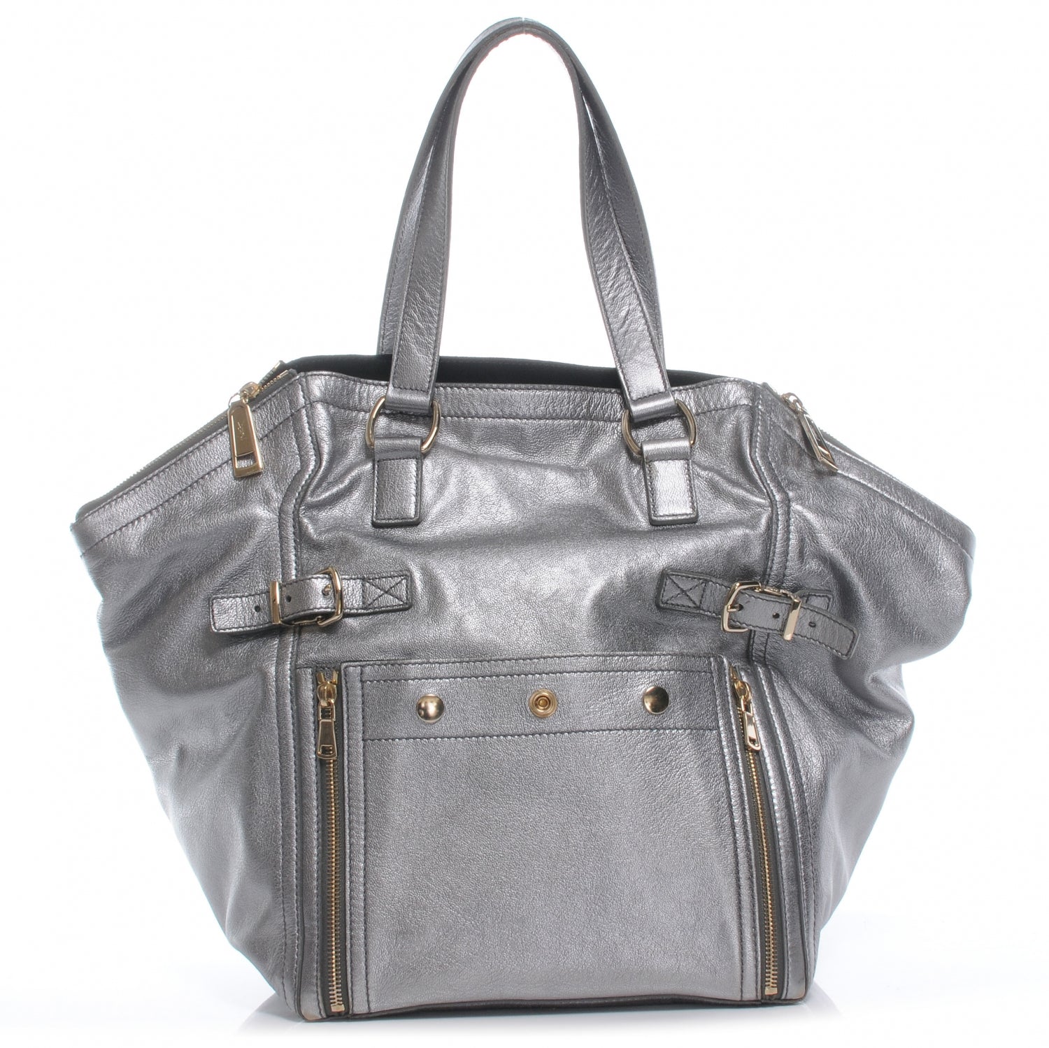 Saint Laurent Leather Medium Downtown Tote Silver 1 of 7