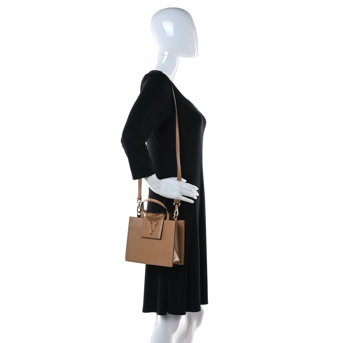 Saffiano Virtus Top Handle Shoulder Bag Camel