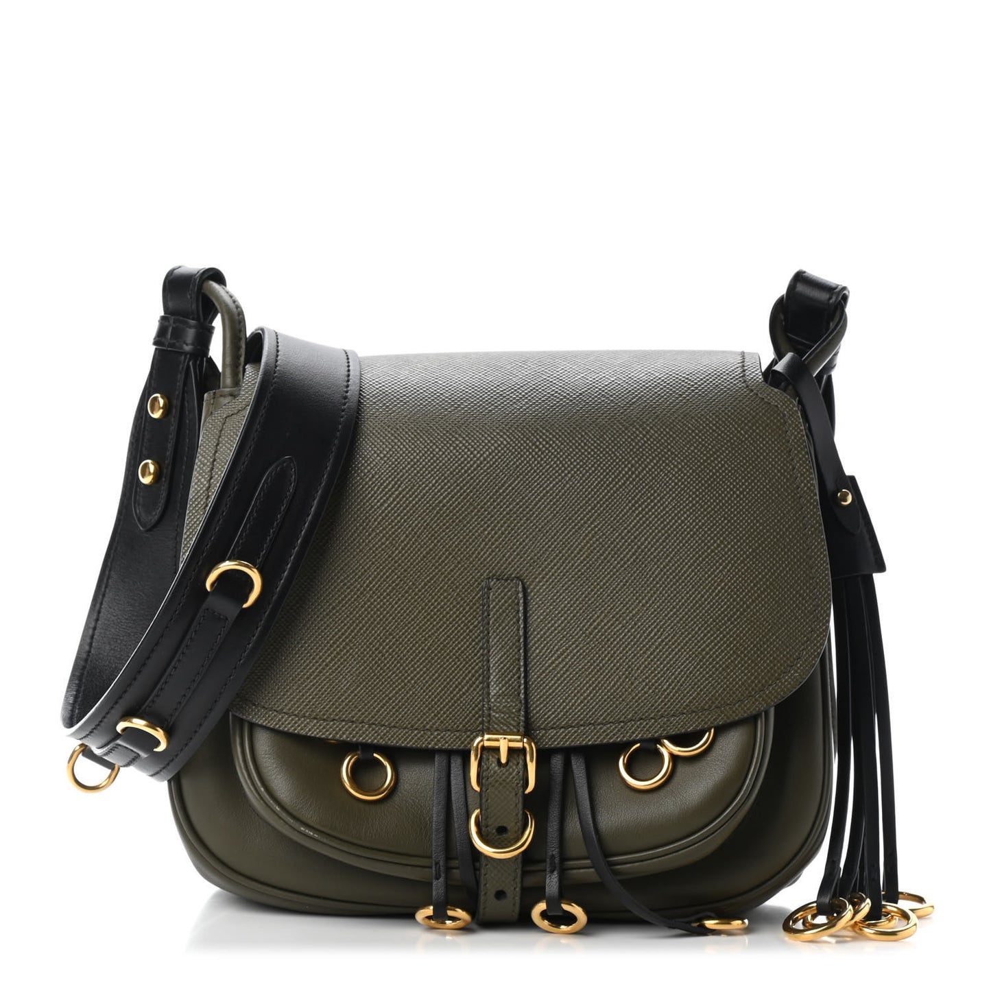 Saffiano Cuir Calf Corsaire Bag Militare Black