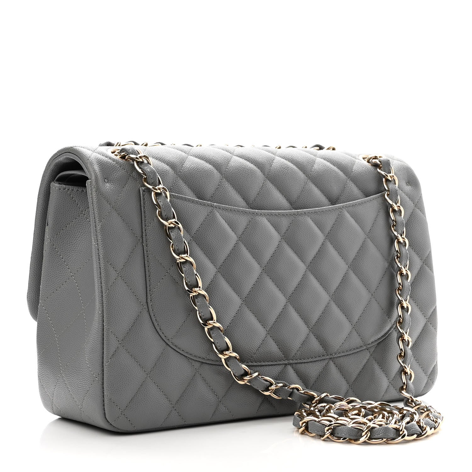 Chanel Caviar Quilted Jumbo Double Flap Grey 3 of 11
