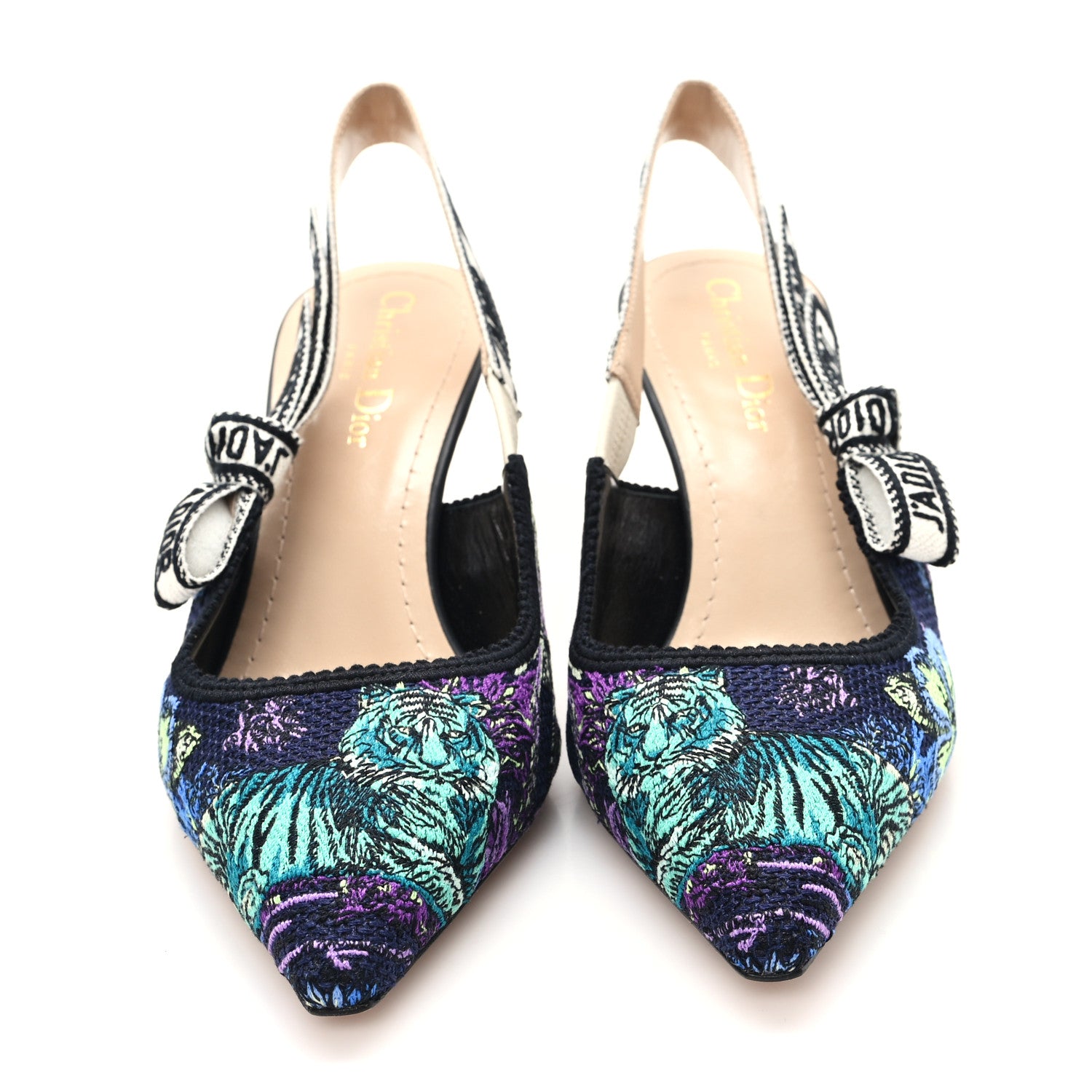 Christian Dior Canvas Embroidered Voyage Cotton Ribbon J'Adior Slingback 65mm Pumps 38 Multicolor 3 of 10