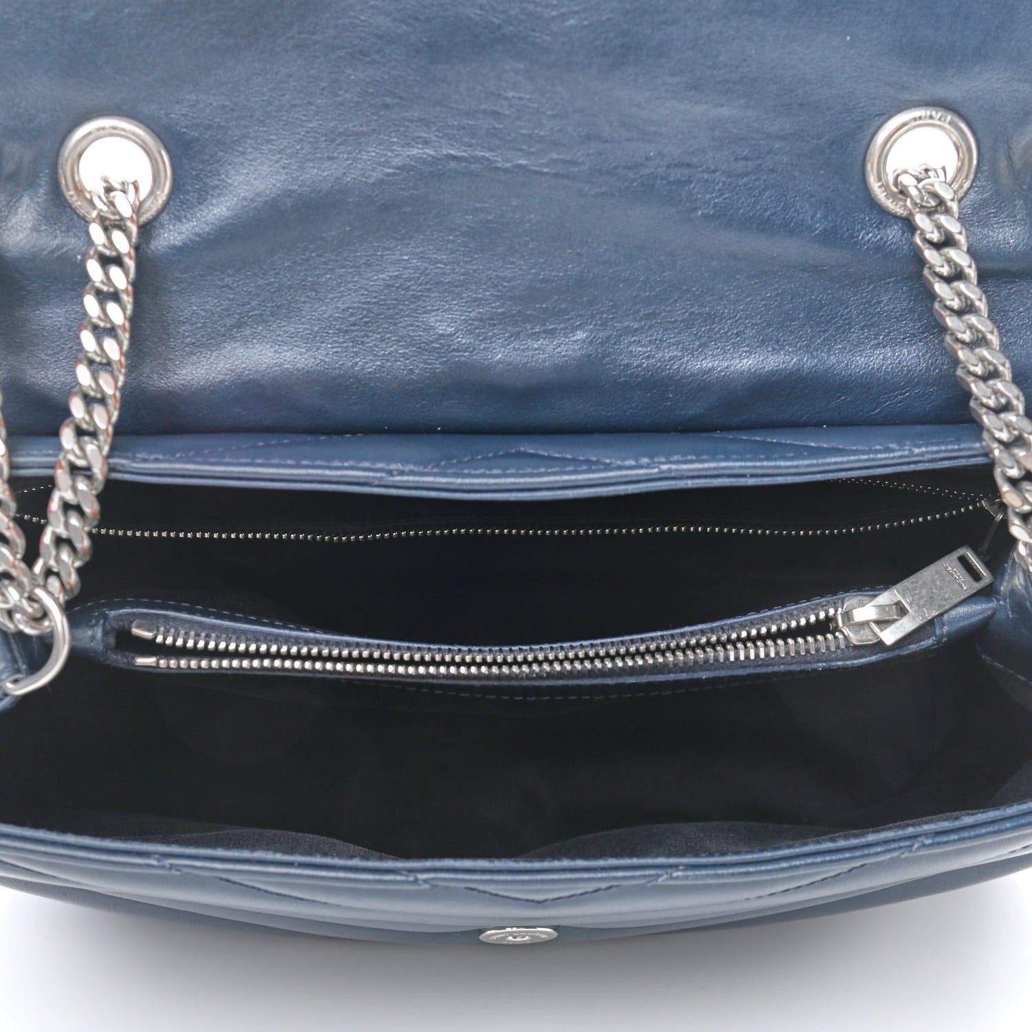 Saint Laurent Calfskin Y Quilted Monogram Medium Loulou Chain Satchel Medium Blue 5 of 9