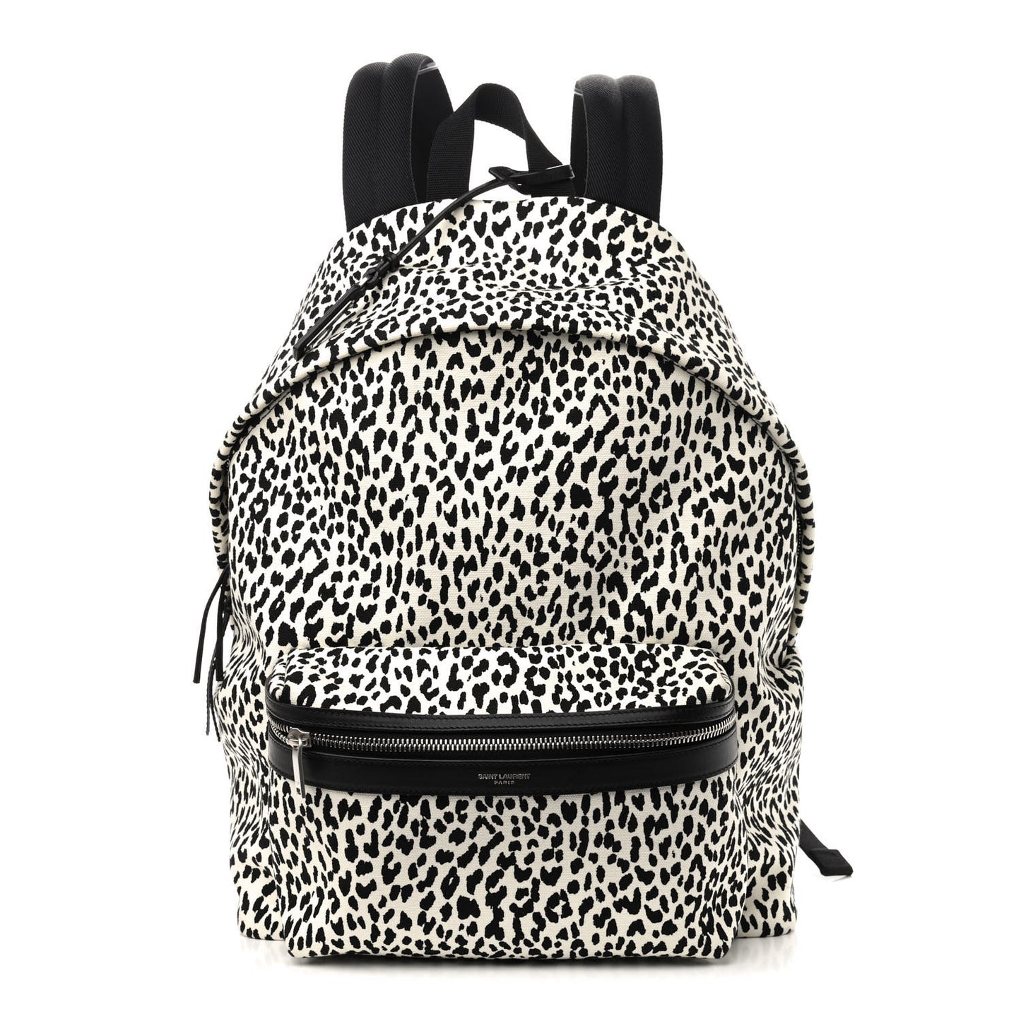 Canvas Leopard Print City Backpack Black White