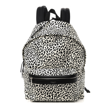 Saint Laurent Canvas Leopard Print City Backpack Black White 1 of 9